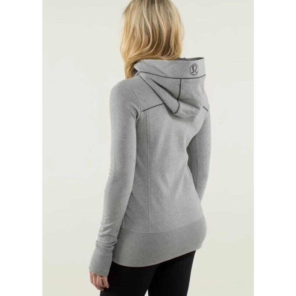 LULULEMON LIVE SIMPLY HOODIE HOODY JACKET II HEATHERED MEDIUM GREY SIZE 4 - Picture 3 of 8